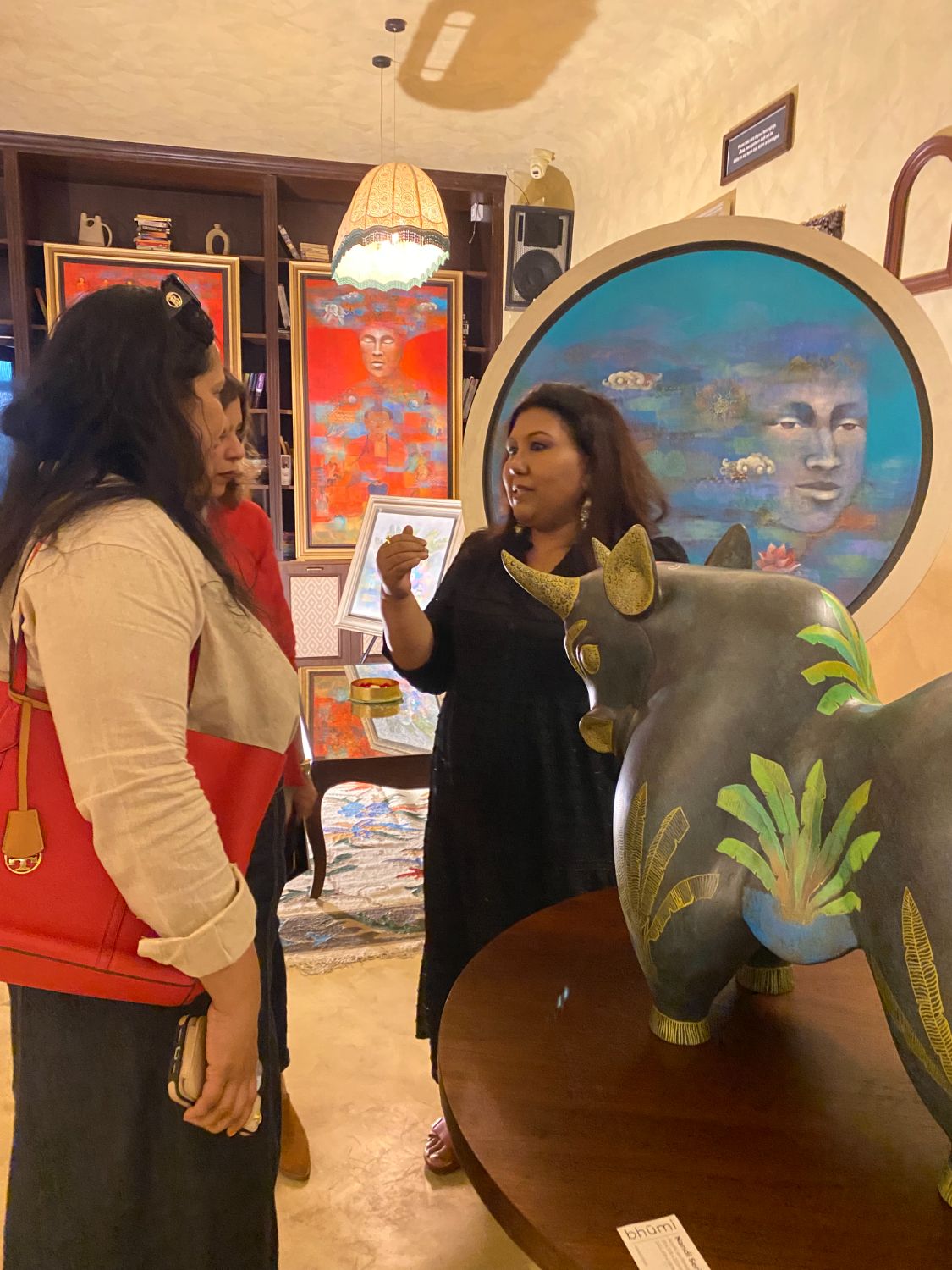 The artist in conversation with guests